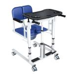 VitaCu 4-in-1 Patient Lift Transfer Chair - Heavy Duty Shower Commode Wheelchair with Toilet Safety Frame, Adjustable Arms & 400lb Weight Capacity, Blue