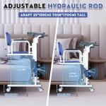 VitaCu 4-in-1 Patient Lift Transfer Chair - Heavy Duty Shower Commode Wheelchair with Toilet Safety Frame, Adjustable Arms & 400lb Weight Capacity, Blue