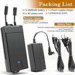 Xpopox Rechargeable Battery Packs for Reclining Furniture - 2500mAh with LCD Display for Electric Recliners, Power Sofas, Lift Chairs and Couch - only Compatible with 2-Pin Connector Motion Furniture