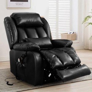 Large Leather Power Lift Recliner with Heat & Massage