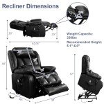 Large Leather Power Lift Recliner with Heat & Massage