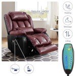 Large Leather Power Lift Recliner with Heat & Massage