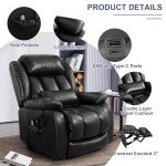 Large Leather Power Lift Recliner with Heat & Massage
