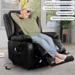 Large Leather Power Lift Recliner with Heat & Massage