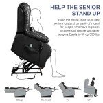 Large Leather Power Lift Recliner with Heat & Massage