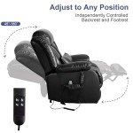 Large Leather Power Lift Recliner with Heat & Massage