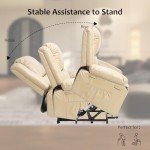 Beige Power Lift Recliner with Massage & Heat
