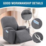 Stretch Recliner Chair Cover with Side Pocket - Grey