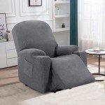 Stretch Recliner Chair Cover with Side Pocket - Grey