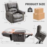 Dual Motor Lay Flat Lift Chair with Massage