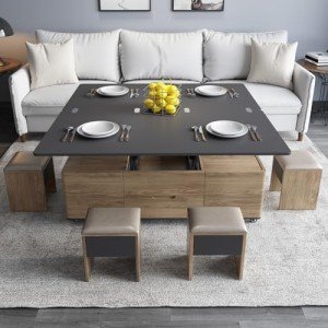 Guyii 3-in-1 Lift-Top Coffee Table with Stools