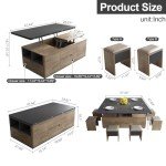 Guyii 3-in-1 Lift-Top Coffee Table with Stools