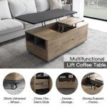 Guyii 3-in-1 Lift-Top Coffee Table with Stools