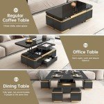 Multifunctional Lift Top Coffee Table with Storage Stools