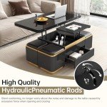 Multifunctional Lift Top Coffee Table with Storage Stools