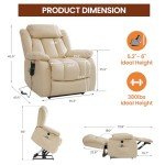 Beige Dual-Motor Lift Chair with Massage and Heat