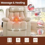 Beige Dual-Motor Lift Chair with Massage and Heat