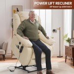 Beige Dual-Motor Lift Chair with Massage and Heat