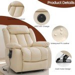 Beige Dual-Motor Lift Chair with Massage and Heat