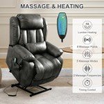 Large Reclining Lift Chair with Massage and Heat