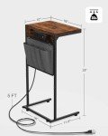 C-Shaped Side Table with Charging Station