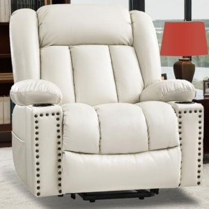 Beige Power Lift Recliner Chair with Massage