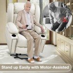 Beige Power Lift Recliner Chair with Massage