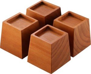 Wood Bed Risers 4 Inch for Furniture Lift - 4-Pack