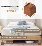 Wood Bed Risers 4 Inch for Furniture Lift - 4-Pack