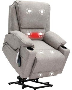 Light Grey Power Lift Recliner Chair with Massage