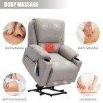 Light Grey Power Lift Recliner Chair with Massage