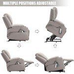Light Grey Power Lift Recliner Chair with Massage