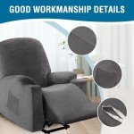Soft Velvet Power Lift Recliner Chair Cover - Grey