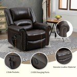 Leather Power Lift Recliner with Massage & Heat
