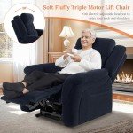 Triple Motor Lift Recliner Chair for Seniors - Blue