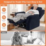 Triple Motor Lift Recliner Chair for Seniors - Blue