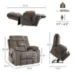 Oversized Electric Lift Recliner with Massage & Heat