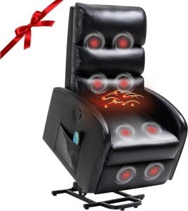 AVAWING Heated Massage Power Lift Chair - Black