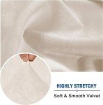 Ivory Velvet Stretch Lift Recliner Chair Cover