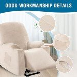 Ivory Velvet Stretch Lift Recliner Chair Cover