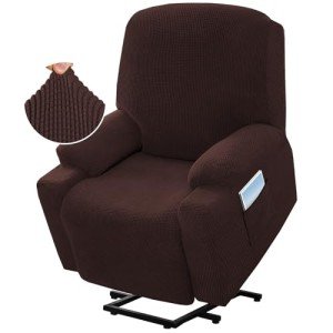 Stretchable Recliner Slipcover with Side Pocket - Brown