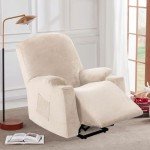 Ivory Velvet Stretch Lift Recliner Chair Cover