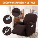 Stretchable Recliner Slipcover with Side Pocket - Brown