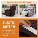 Stretchable Recliner Slipcover with Side Pocket - Brown
