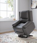 Gray Faux Leather Power Lift Recliner with Massage
