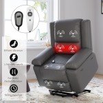 Gray Faux Leather Power Lift Recliner with Massage