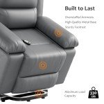 Gray Faux Leather Power Lift Recliner with Massage