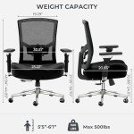 Big & Tall Ergonomic Office Chair, 500lbs Capacity
