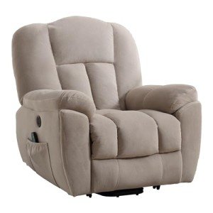 Beige Power Lift Recliner with Massage & Heat