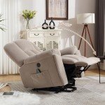 Beige Power Lift Recliner with Massage & Heat